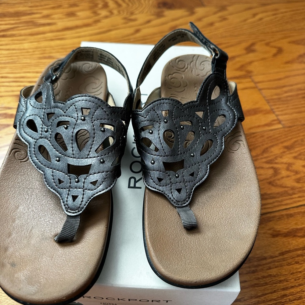 Rockport Black and Brown Cutout Sandals
